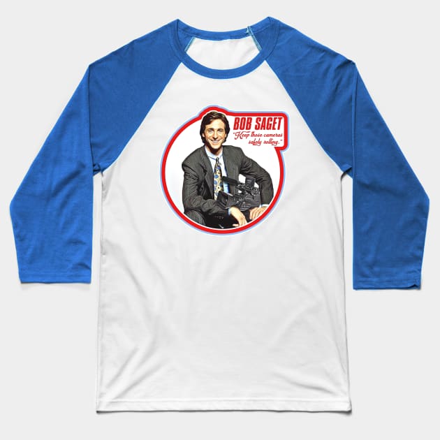 Retro Bob Saget 90s Style AFV Tribute Baseball T-Shirt by darklordpug